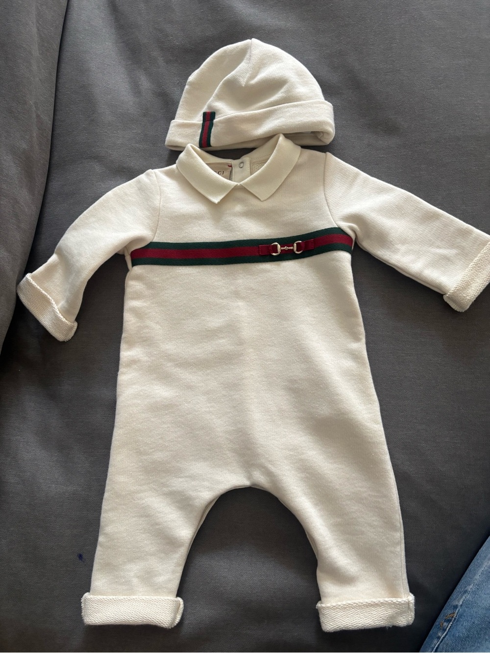 Gucci Baby cotton two-piece gift set matching hat cotton 3/6 months